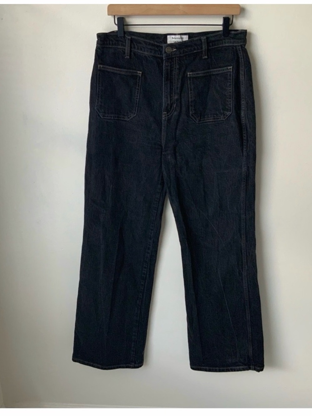 REFORMATION Jeans Alyssa High Rise Wide Leg Patch Pockets Black Size 31 - Picture 3 of 4